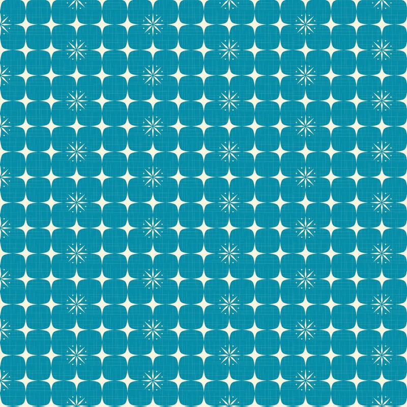 1950s Atomic Starbursts Pattern 6 Fabric - Blue - ineedfabric.com