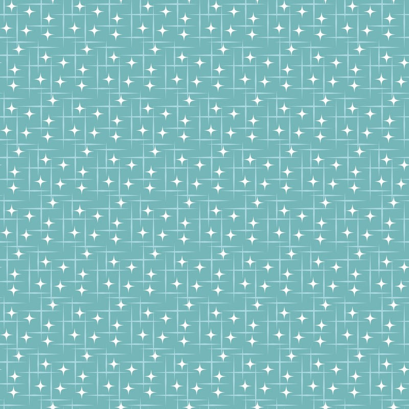 1950s Atomic Starbursts Pattern 8 Fabric - Blue - ineedfabric.com