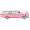 1950's Pink Car Fabric Panel - ineedfabric.com