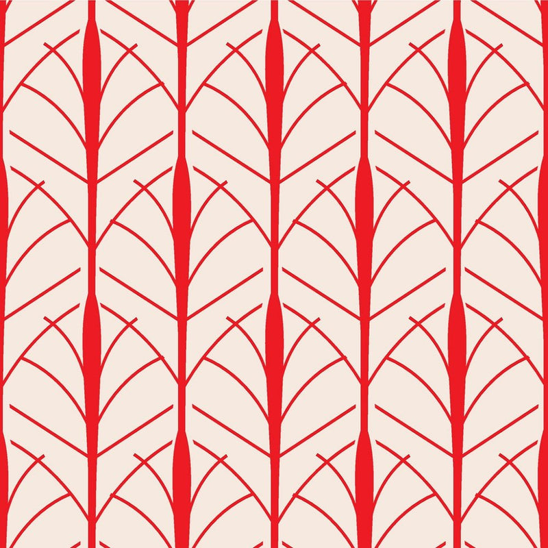 30s Art Deco Lattice Geometric Fabric - Red - ineedfabric.com