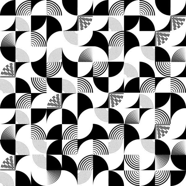 30s Art Deco Swirls Fabric - Black/White - ineedfabric.com