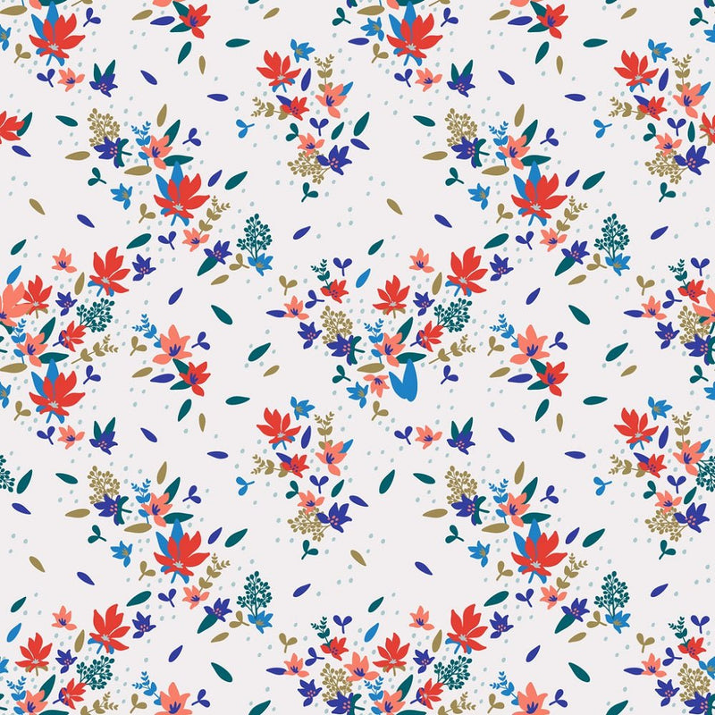 30s Style Spring Flowers Fabric - ineedfabric.com