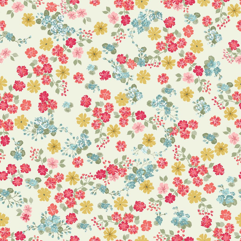 30s Tiny Flowers Millefleurs Fabric - Tan - ineedfabric.com