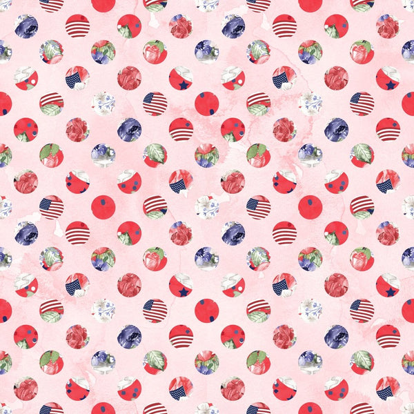 4th of July Dots Fabric - Pink - ineedfabric.com