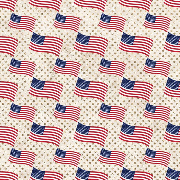 4th of July Flags on Dots Fabric - ineedfabric.com