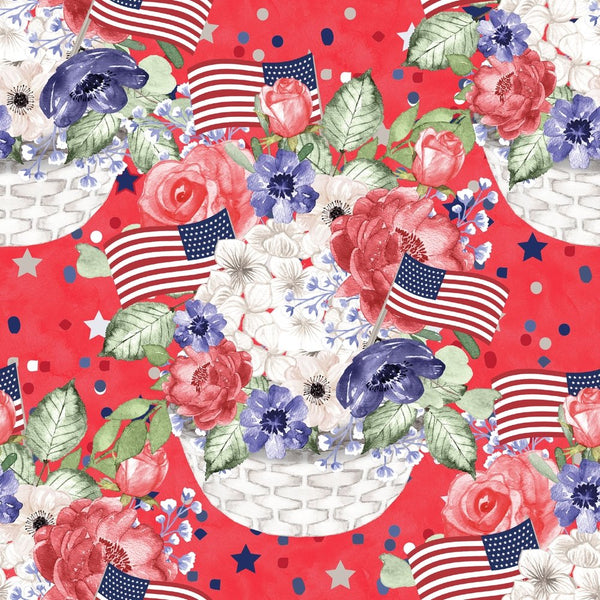4th of July Floral Main Fabric - Red - ineedfabric.com