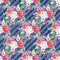4th of July Floral on Stripes Fabric - Blue - ineedfabric.com