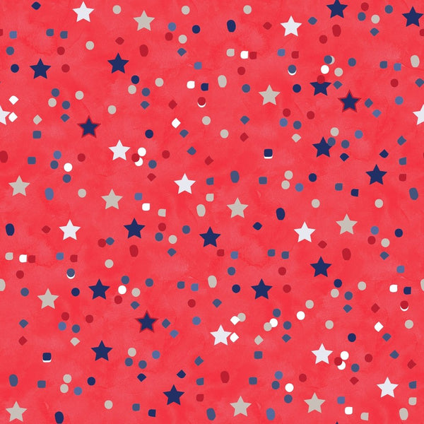 4th of July Stars Fabric - Red - ineedfabric.com