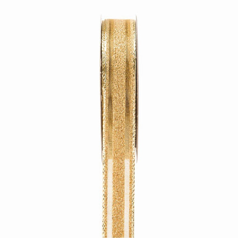 5/8 inch Striped Sheer Gold Metallic Ribbon, 3 yards - ineedfabric.com