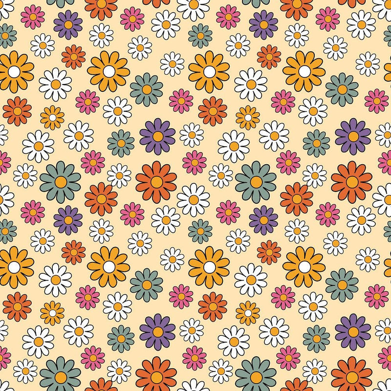 70s Retro Floral Allover Fabric - ineedfabric.com