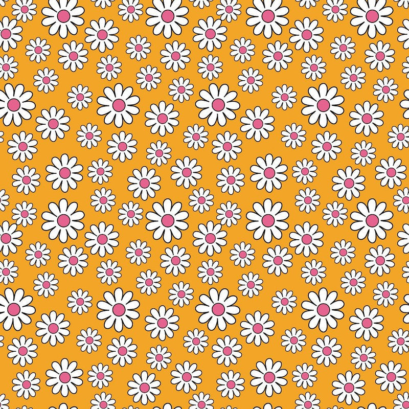 70s Retro Floral Orange Fabric - ineedfabric.com