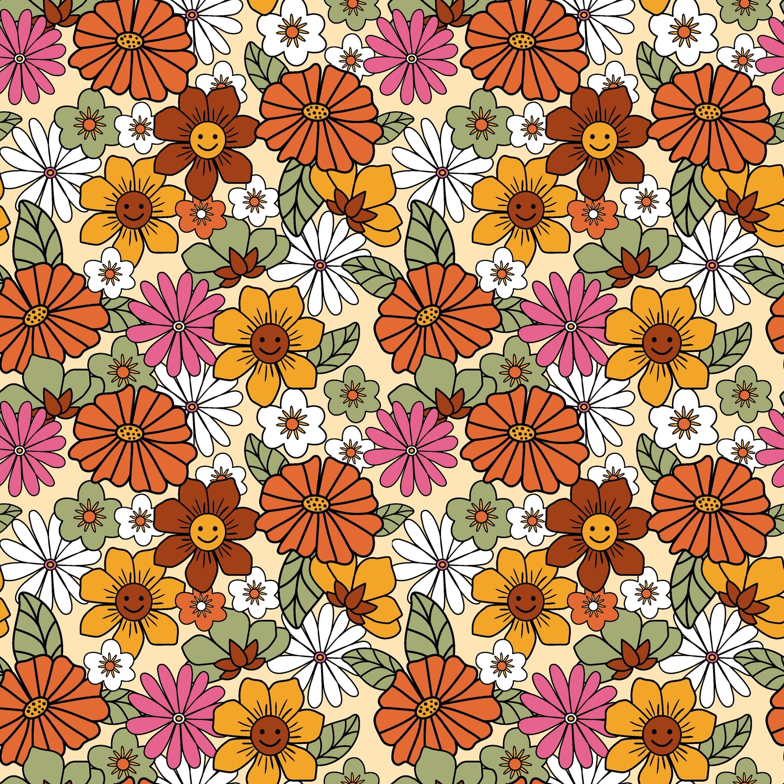 70s Retro Floral Packed Fabric – ineedfabric.com