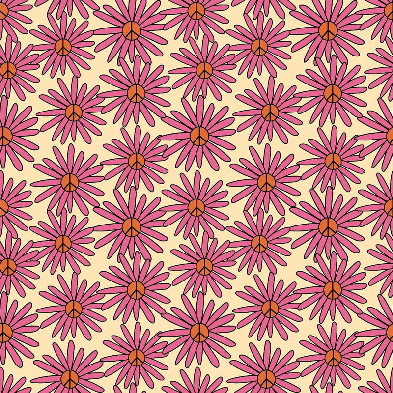 70s Retro Floral Pink Fabric - ineedfabric.com