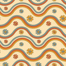 70s Retro Floral Swirl Stripes Fabric - ineedfabric.com