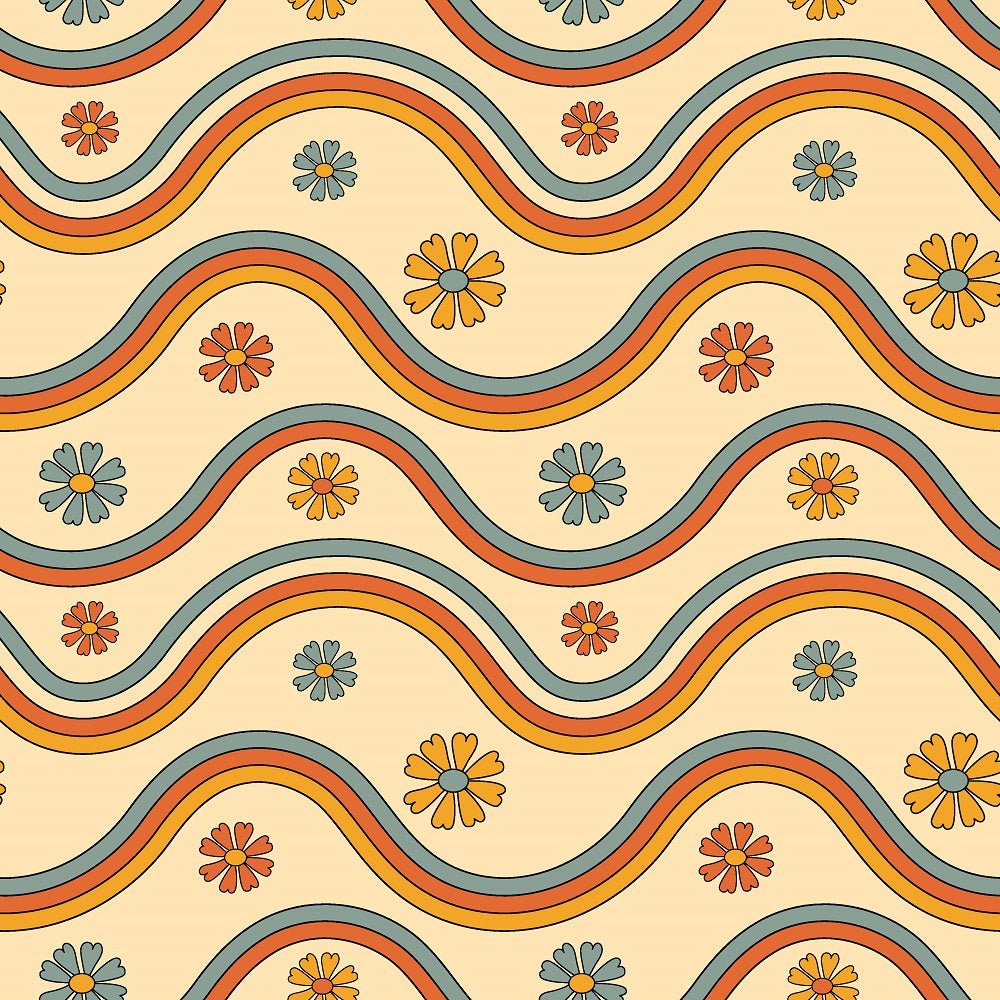 70s Retro Floral Swirl Stripes Fabric – ineedfabric.com