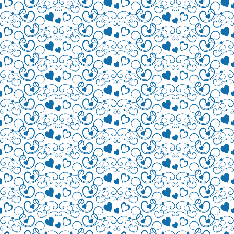 Hearts Fabric - Blue