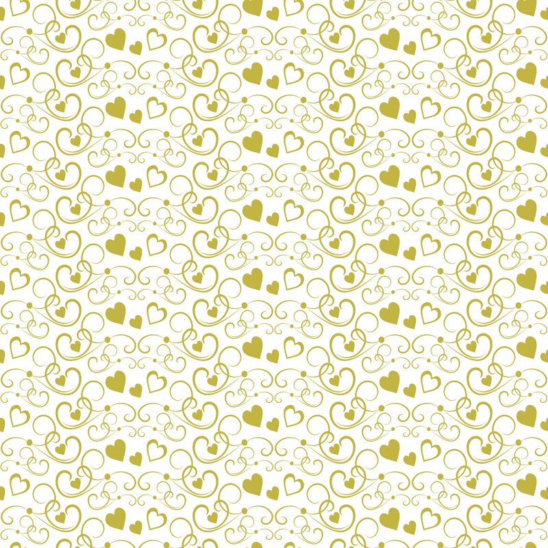 Hearts Fabric - Gold
