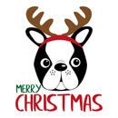 A Boston Terrier Christmas Fabric Panel - White - ineedfabric.com