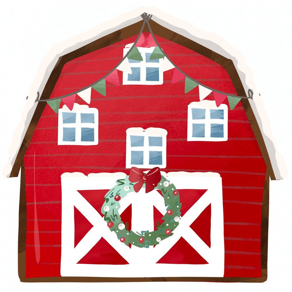 A Country Christmas Barn Fabric Panel - ineedfabric.com