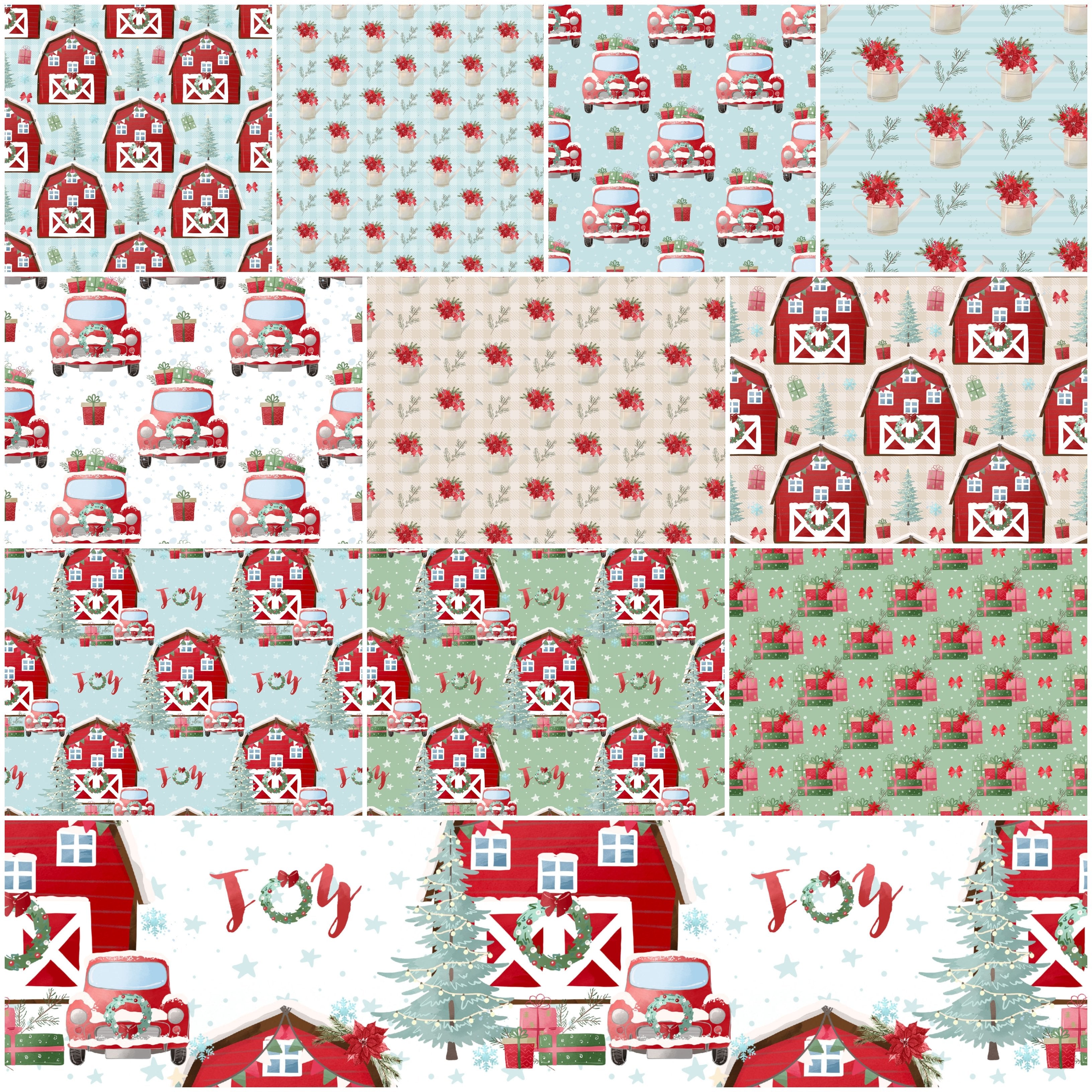A Country Christmas Fabric Collection - 1/2 Yard Bundle
