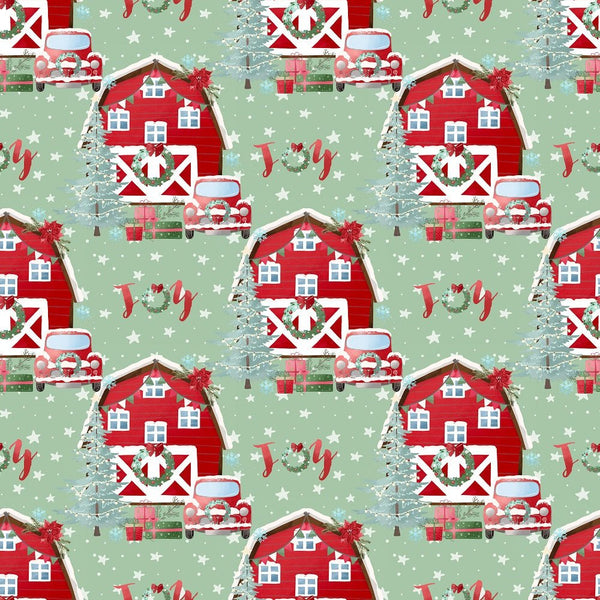 A Country Christmas Main Fabric - Green - ineedfabric.com
