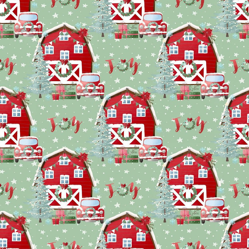 A Country Christmas Main Fabric - Green - ineedfabric.com