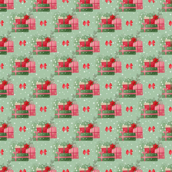 A Country Christmas Presents Fabric - Green - ineedfabric.com