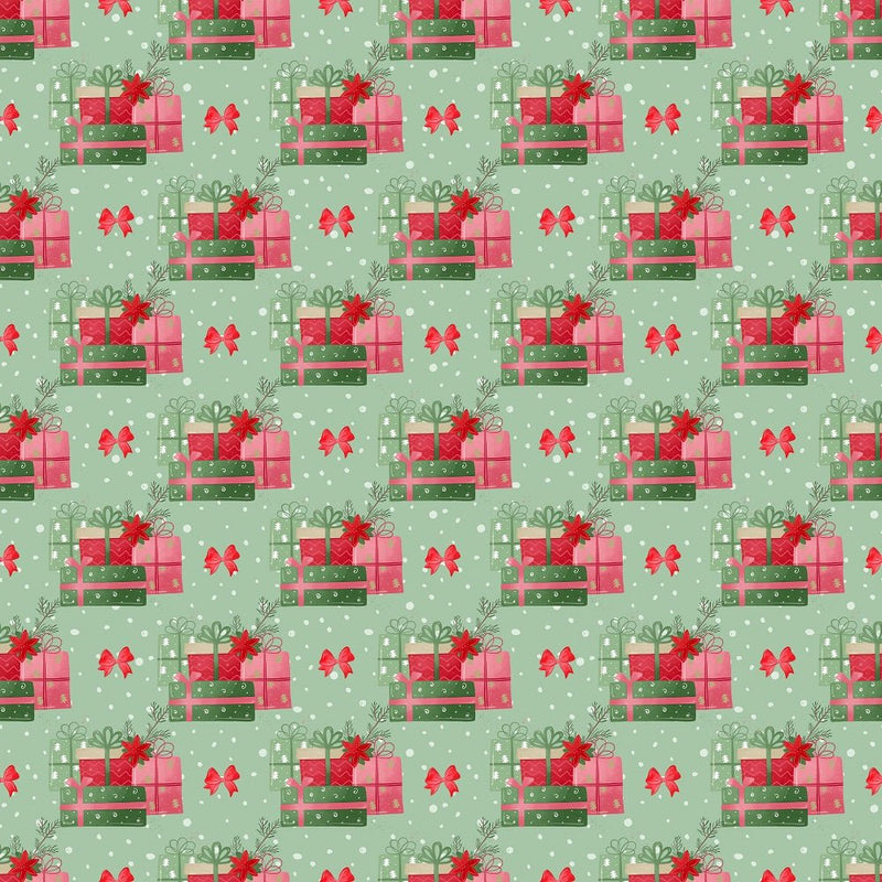 A Country Christmas Presents Fabric - Green - ineedfabric.com