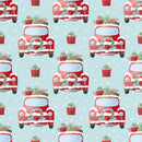 A Country Christmas Truck Fabric - Blue - ineedfabric.com