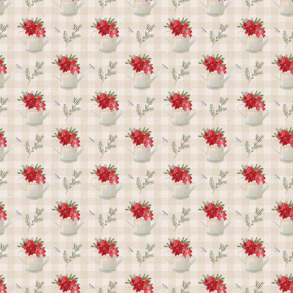 A Country Christmas Water Cans Fabric - Tan - ineedfabric.com