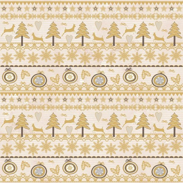 A Golden Christmas Border Fabric - ineedfabric.com