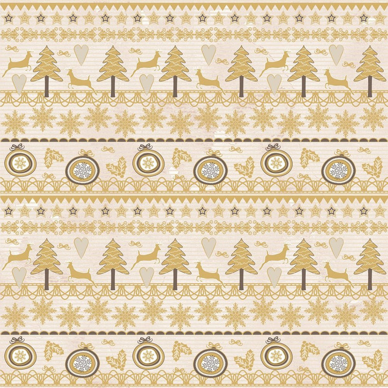 A Golden Christmas Border Fabric - ineedfabric.com