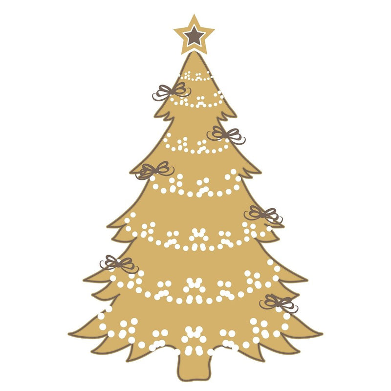 A Golden Christmas Decorated Tree Fabric Panel - ineedfabric.com