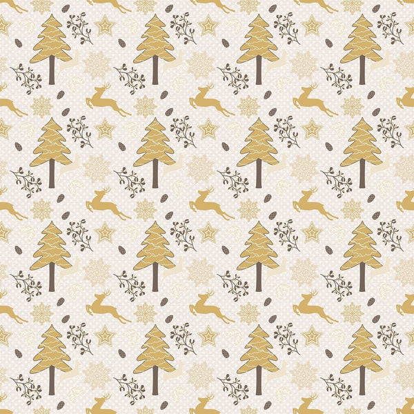 A Golden Christmas Deer Fabric - ineedfabric.com