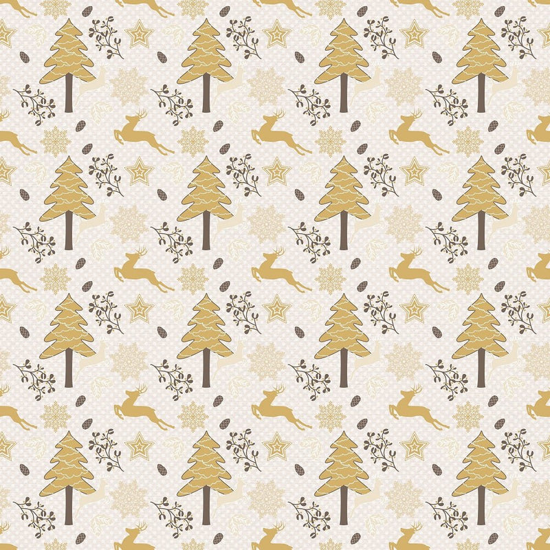 A Golden Christmas Deer Fabric - ineedfabric.com