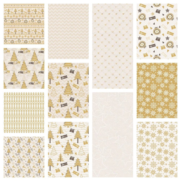 A Golden Christmas Fabric Collection - 1 Yard Bundle - ineedfabric.com