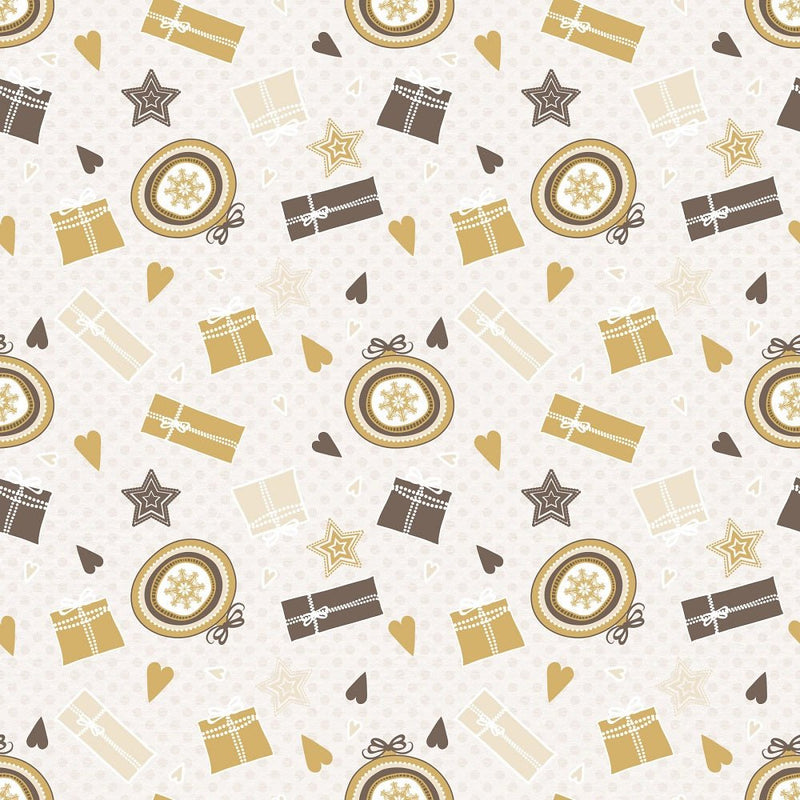 A Golden Christmas Gifts on Dots Fabric - ineedfabric.com