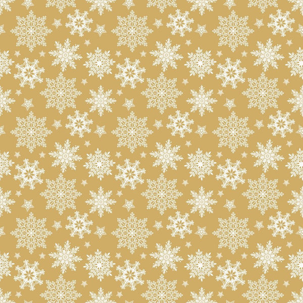 A Golden Christmas Snowflake Fabric - Gold - ineedfabric.com