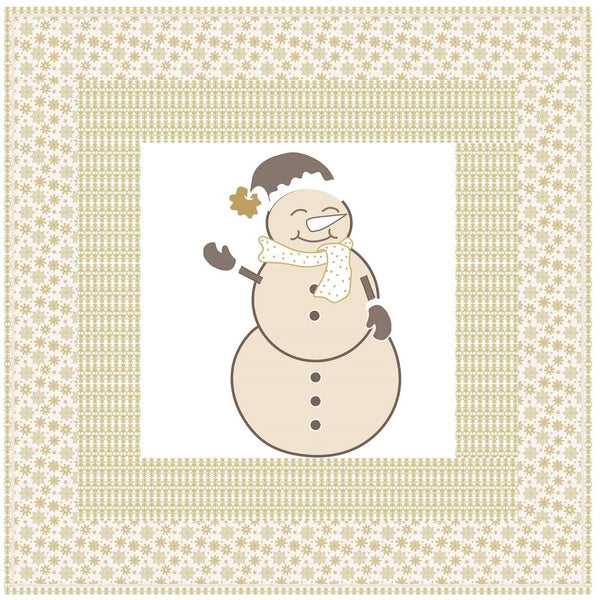 A Golden Christmas Snowman Wall Hanging 42" x 42" - ineedfabric.com