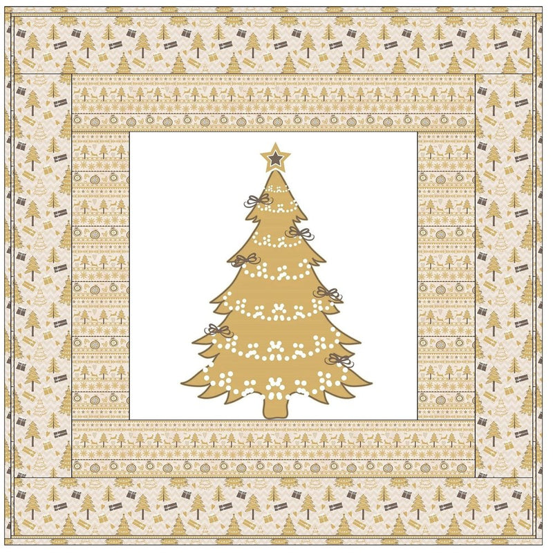 A Golden Christmas Tree Wall Hanging 42" x 42" - ineedfabric.com