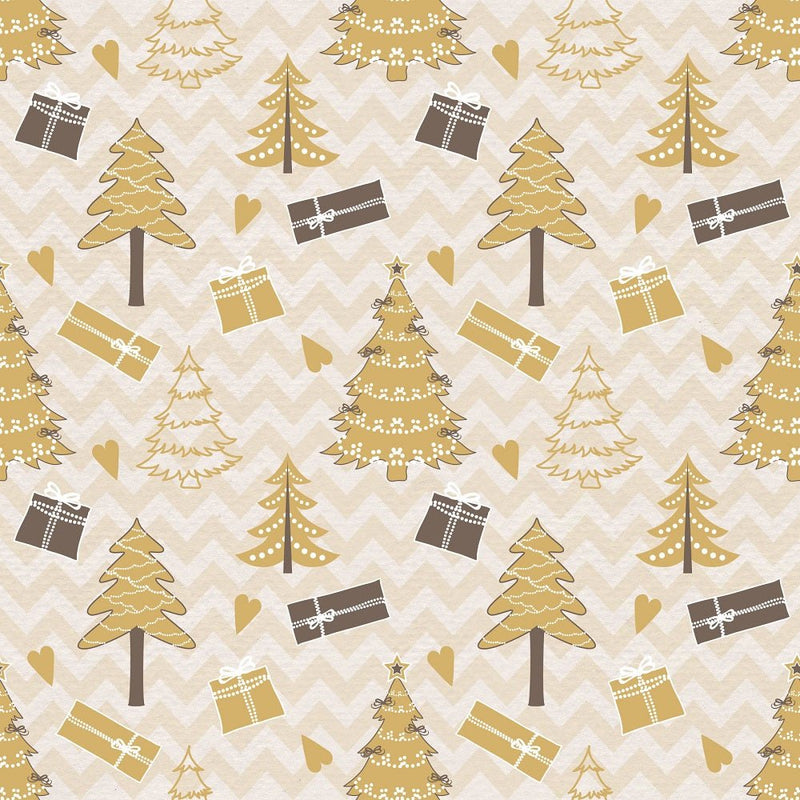 A Golden Christmas Tress on Chevron Fabric - ineedfabric.com