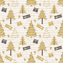 A Golden Christmas Tress on Words Fabric - ineedfabric.com