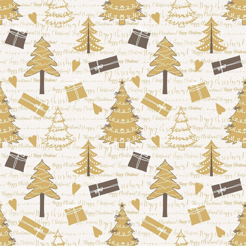 A Golden Christmas Tress on Words Fabric - ineedfabric.com