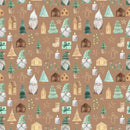 A Nordic Christmas Gnomes Fabric - Brown - ineedfabric.com