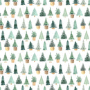 A Nordic Christmas Trees Fabric - White - ineedfabric.com