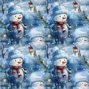 A Snowmans Winter at Night with Lanterns 3 Fabric - ineedfabric.com