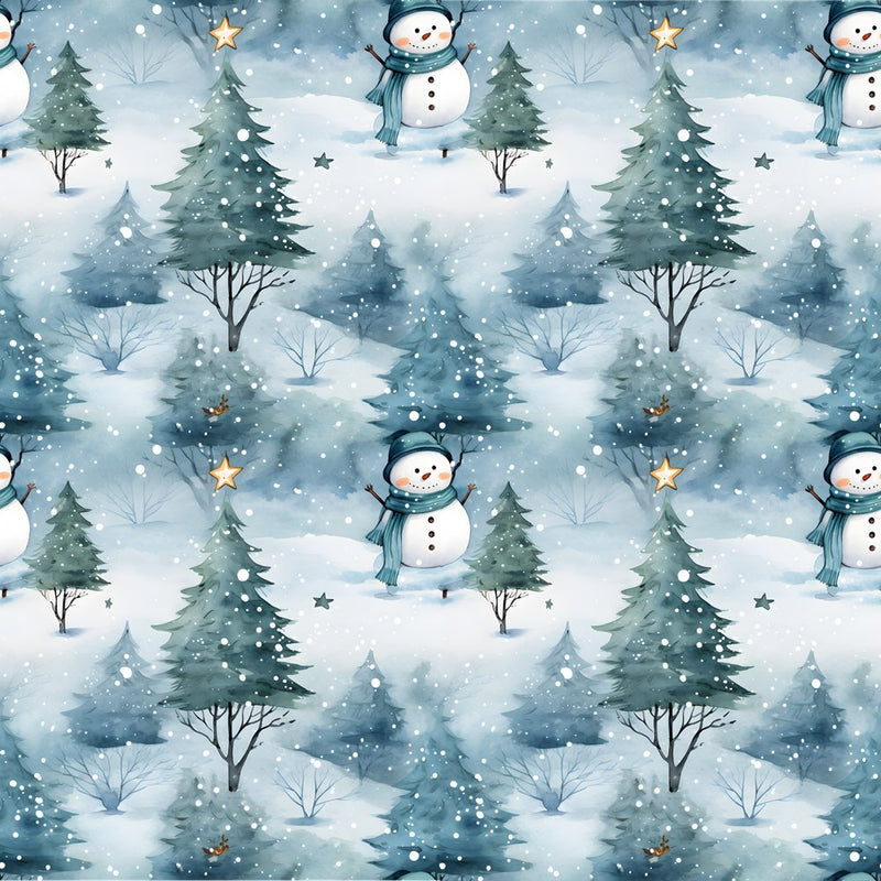 A Snowmans Winter in the Forest Fabric - ineedfabric.com