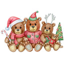 A Teddy Bear Family Christmas Fabric Panel - ineedfabric.com
