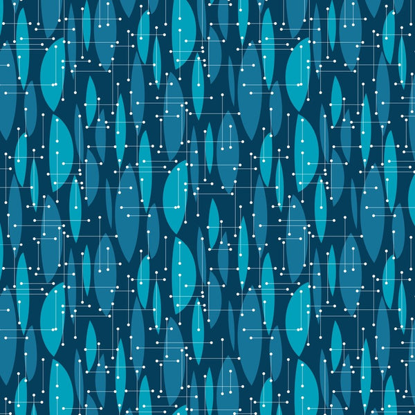 Abstract Atomic Vibes Fabric - Blue - ineedfabric.com