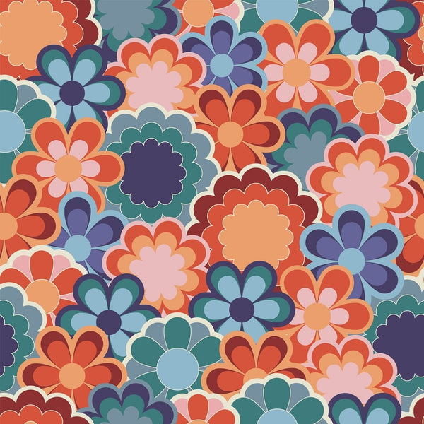 Abstract Retro Floral Fabric - ineedfabric.com